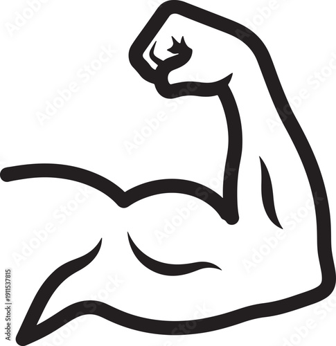 Flexed arm bicep muscle vector icon for power strength bodybuilding and athletic fitness motivation