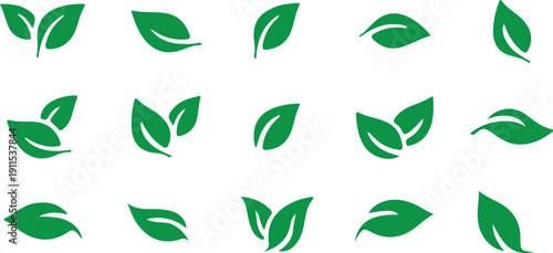 eco green leaf icon set nature leaves sign vector illustration design collection 