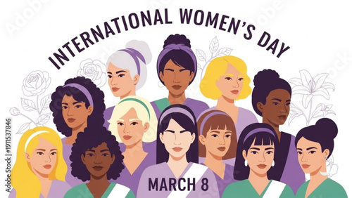 Diverse women celebrate international women's day on march 8 unity and empowerment concept