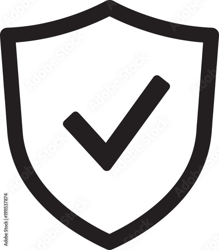 Health safety shield checkmark vector icon for insurance protection and medical fitness validation certificate