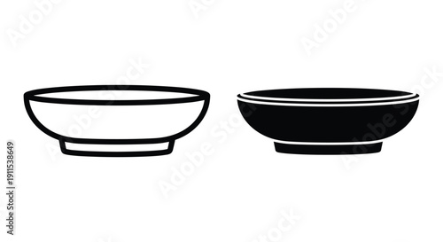 Minimalist ceramic bowls isolated on white background modern kitchenware design