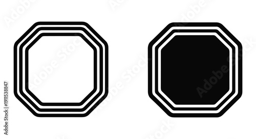 Minimalist black and white octagon frames abstract geometric design vector illustration