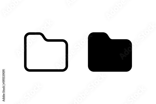 Minimalist design of file folder icons in black and white.