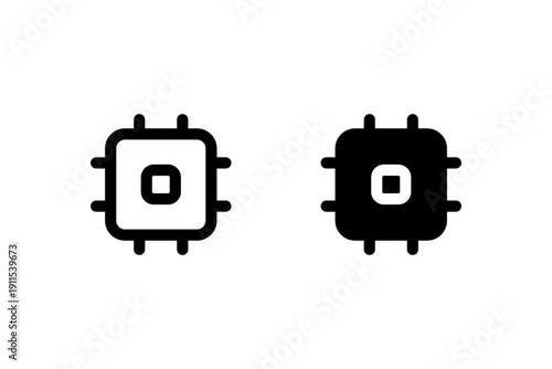 Black and white microchip icons representing digital technology.