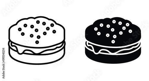 Stack of chocolate pancakes with berries and whipped cream isolated on white background flat design illustration