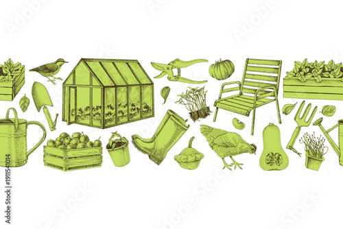 Horticulture and gardening seamless border