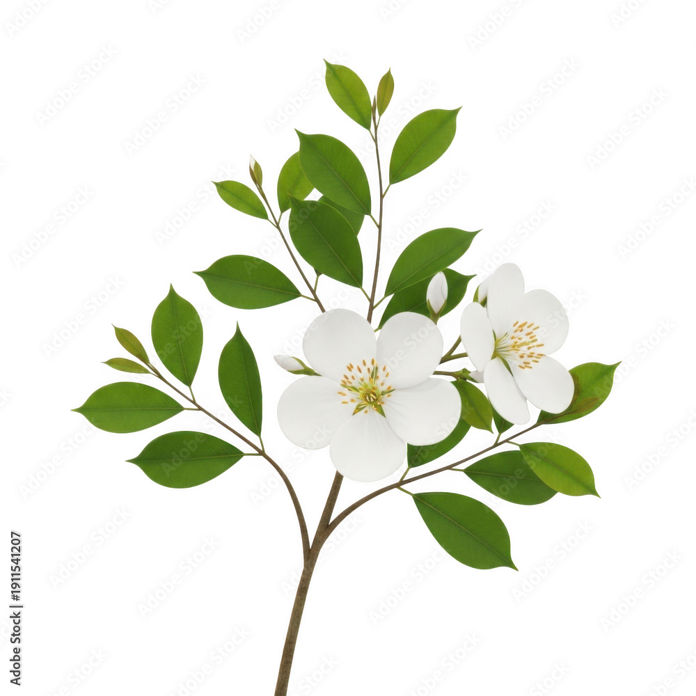 Obraz premium A close-up view of a blooming white flowering branch isolated on transparent background