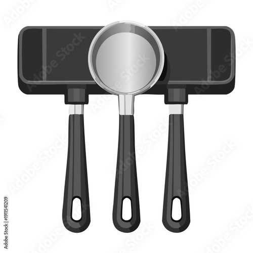 Kitchen utensil wall rack organizer with spatulas and ladle for efficient home cooking space - Vector Illustration