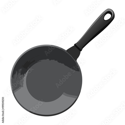 Classic round skillet frying pan for cooking delicious meals on stove top in modern kitchen - Vector Illustration