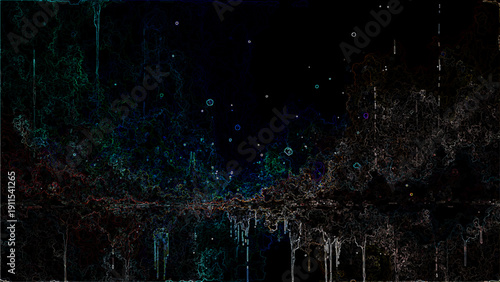 Vector Mystic Nightscape ethereal, digital artwork reveals an enigmatic night scene, with delicate lines and subtle color shifts forming a surreal landscape. Design