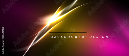 Abstract neon glow, vibrant colors blend. Dynamic lines create futuristic visual impact. Background design features bright light effects.