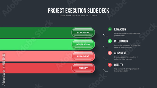 Modern Showcase 4 Step Infographic Frame Layout. Advertising Analysis Four Element Diagram Slideshow Template. Company Growth Slide Design Vector Illustration.