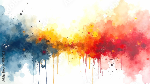 Vector Color Cascade abstract composition of vibrant hues cascading across the canvas, blending and interacting in a dynamic dance of light and shadow.  Design