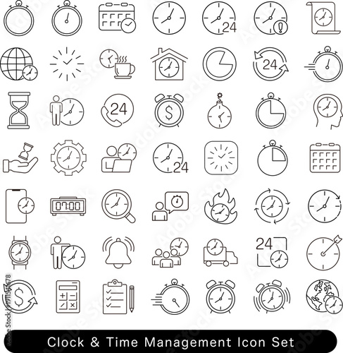 時計・時間管理のアイコンセット:砂時計・タイマー・スケジュール素材