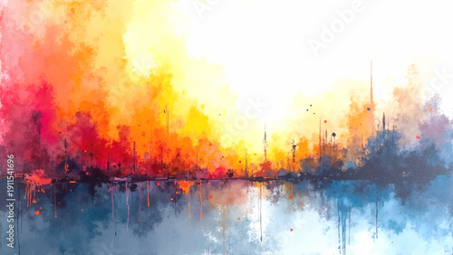 Vector Harmonious Hues vibrant display of color explodes across the canvas, reflecting the fiery sky. The blend of fiery tones sets the stage for a mesmerizing vista. Design