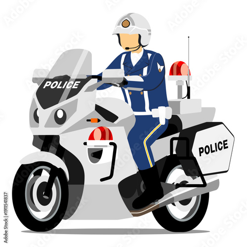 NF_White police motorcycle_Left front angle