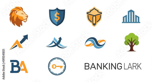 Collection of Banking and Finance Related Icons and Logos.