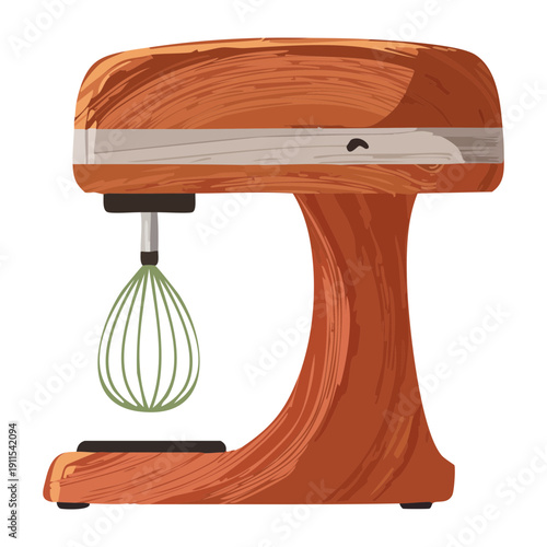 Stylish retro stand mixer machine with bowl for preparing delicious homemade sweets and cakes - Vector Illustration