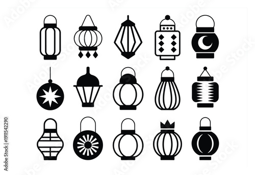 Collection of Decorative Lantern Icons for Festive Occasions