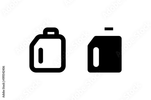Minimalist icons of fuel canister and battery charging with symbols.
