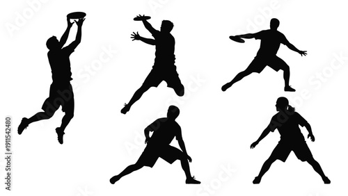 Silhouettes of athletes performing various sports activities against a white background Vector