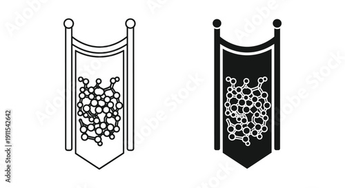 Molecular Structure Banner Illustration in Black and White Design