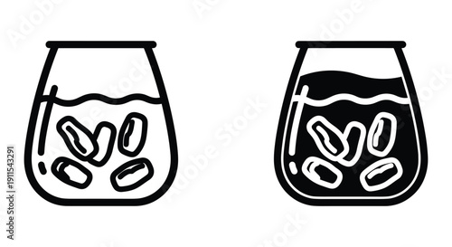 Coffee Beans in Glass Containers, Light and Dark Illustration, Simple Design