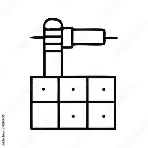Industrial building with multiple windows and a pipe on top, vector illustration