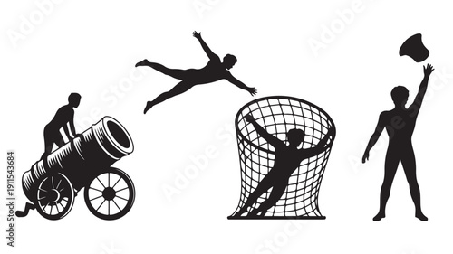 Vector Illustration Of Silhouettes Of People Doing Various Sports Activities For Fitness And Recreation Concept