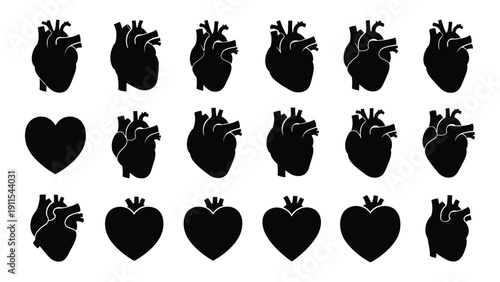 Collection of various heart shapes with different designs and patterns Vector
