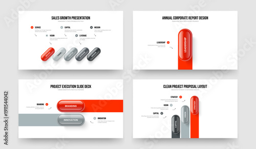 Company Forecast 5 1 2 3 Element Infographic Frame Template Set. Digital Insight Five One Two Three Step Diagram Slideshow Layout Vector Illustration Collection.