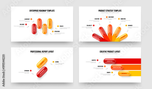 Product Insight Four Five Two Three Element Infographic Slide Template Vector Illustration Set. Investor Overview 4 5 2 3 Step Diagram Slideshow Layout Bundle.
