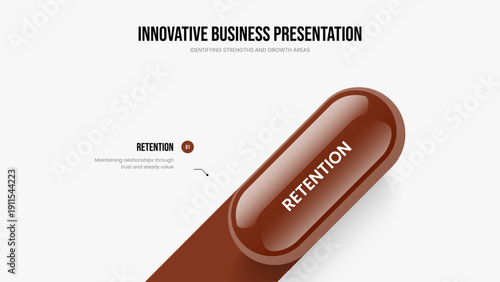 Visual Launch One Option Infographic Slideshow Design. Product Analysis 1 Element Diagram Frame Layout. Corporate Report Slide Template Vector Illustration.