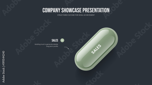 Modern Proposal 1 Step Diagram Presentation Design. Product Overview Slide Template Vector Illustration. Enterprise Profile One Element Infographic Slideshow Layout.