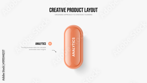 Visual Analysis One Element Diagram Slideshow Layout. Creative Plan 1 Step Infographic Slide Design. Enterprise Showcase Presentation Template Vector Illustration.