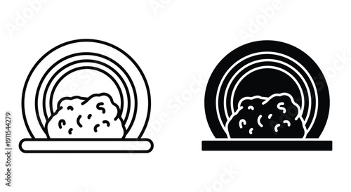 Sleeping cat in cozy rainbow hammock and black silhouette minimalist vector illustration