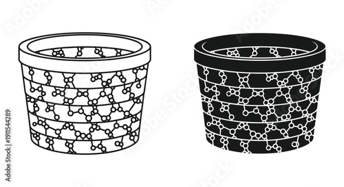 Black and white woven basket texture seamless pattern design for home decor and crafts