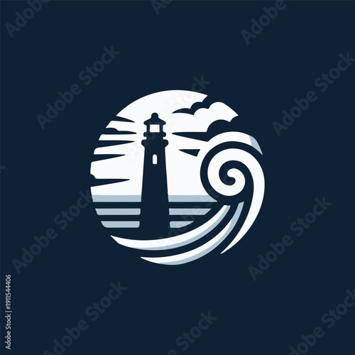 Lighthouse Sea Storm Logo