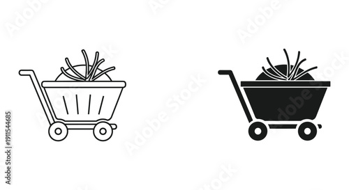 Empty shopping carts isolated on white background minimalist vector illustration for retail business and consumer behavior