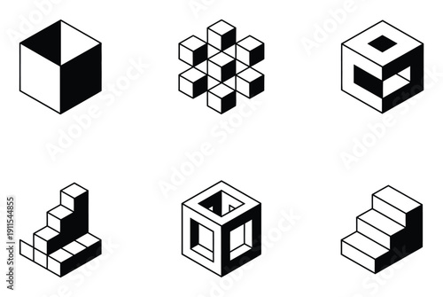 vector set of cubes