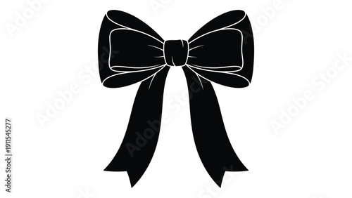 Elegant black and white bow tie with intricate stitching details Vector