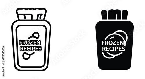 Frozen recipes jar labels with blank space for custom text on white background minimalist design vector illustration