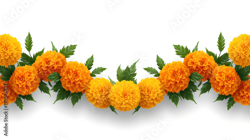 Marigold flowers creating festive arch border
