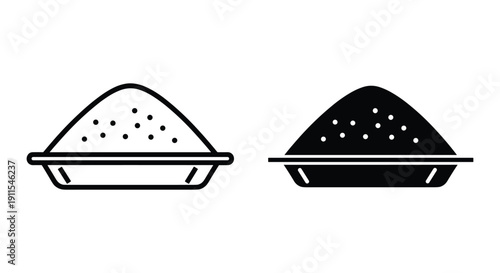 Black and White Salt and Pepper Shakers Illustration on White Background