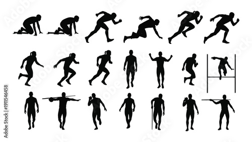Illustrations of people performing various exercises and activities Vector