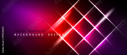 Abstract neon pattern. Vibrant pink, red gradients create dynamic grid effect. Modern design suitable for digital backgrounds.