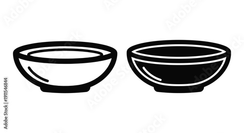 Two Bowls Side by Side with Contrasting Fill Levels and Simple Design