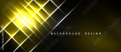 Dark background features bright golden lines, forming geometric patterns. Light radiates from central point, creating dynamic visual effect.
