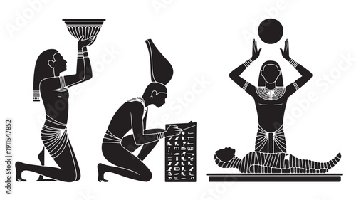 Vector Illustration Of Ancient Egyptian People Engaging In Various Activities For History And Culture Concept