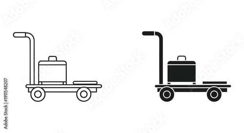 Hand pallet truck and manual hydraulic cart vector illustration isolated on white for warehouse logistics and industrial transport